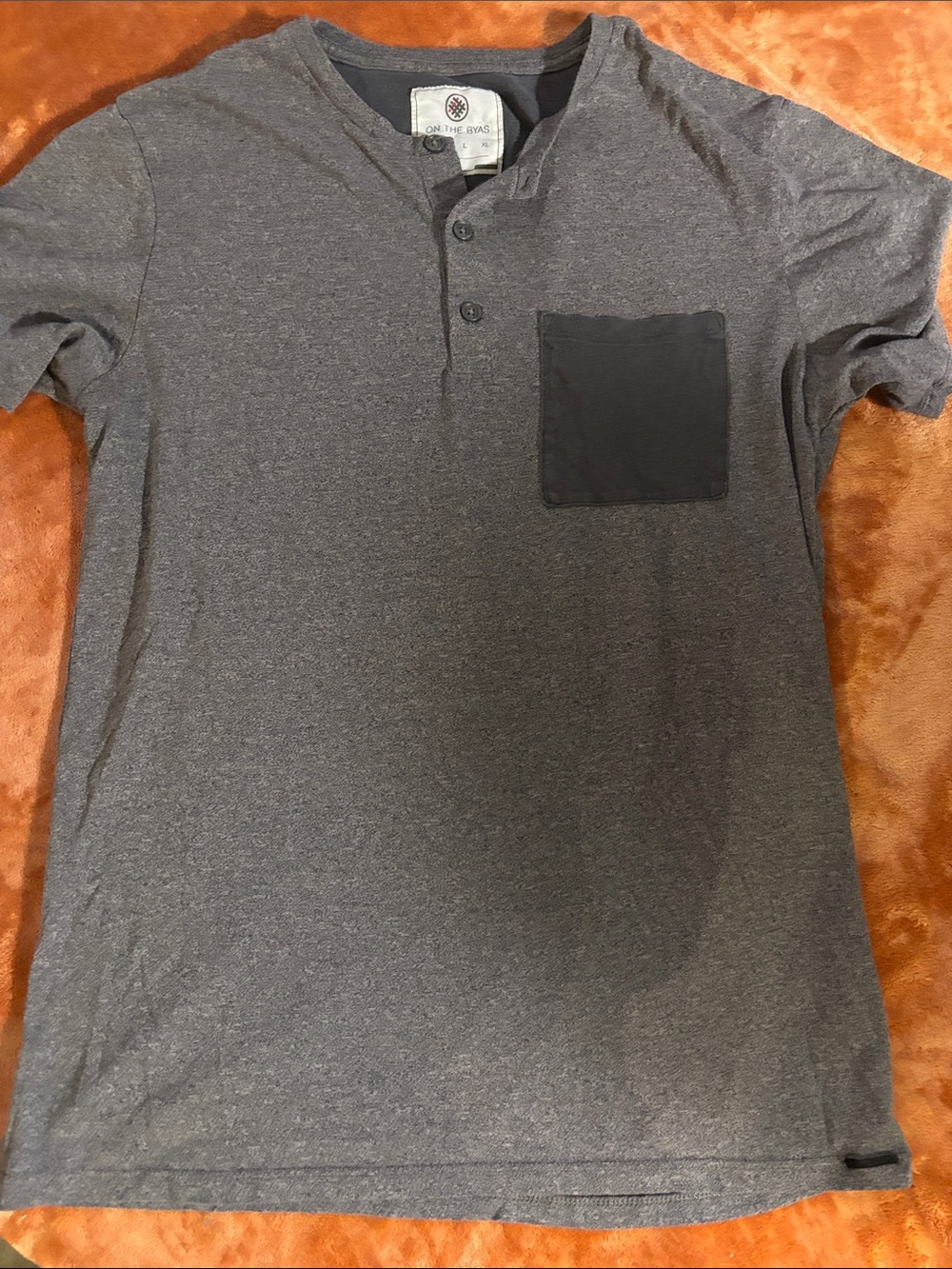Byas Men's Charcoal Tee with Black Chest Pocket